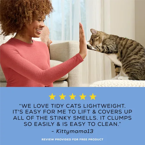 Vista 8 de Purina Tidy Cats - Arena para gatos ligera, libre y limpia, sin perfume, multigato, aglutinante, 99.9% libre de polvo, caja de 12 libras