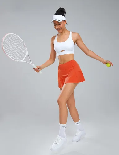Vista 9 de 1a1a Faldas de tenis y golf para mujer con pantalones cortos y bolsillos de cintura alta, falda pantalón atlética deportiva