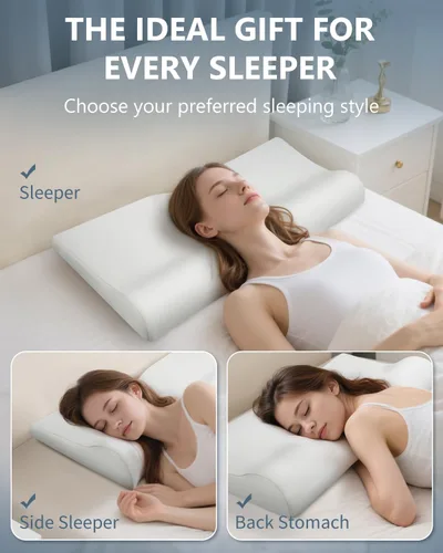 Vista 7 de SMDR Ultra Slim Ergonomic Memory Foam Cervical Pillow – Low Profile Orthopedic Neck Support Pillow for Stomach, Side & Back Sleepers, 2"–0.8" Thin