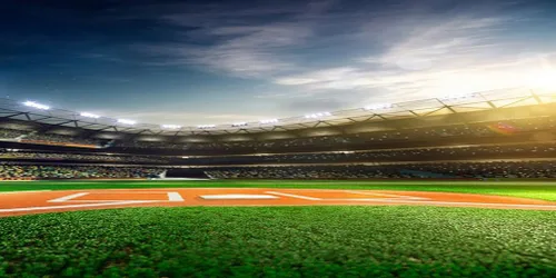 Vista 11 de AOFOTO Telón de fondo de béisbol de 3 x 5 pies, campo de béisbol, campo de fotografía, juego de campo de fútbol, juego de estadio, gradas