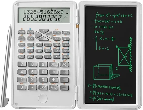 Vista 8 de Calculadora científica DPEDUAI con tableta de escritura LCD para escuela, color negro 240 math functions, dual-line display, built-in LCD writing