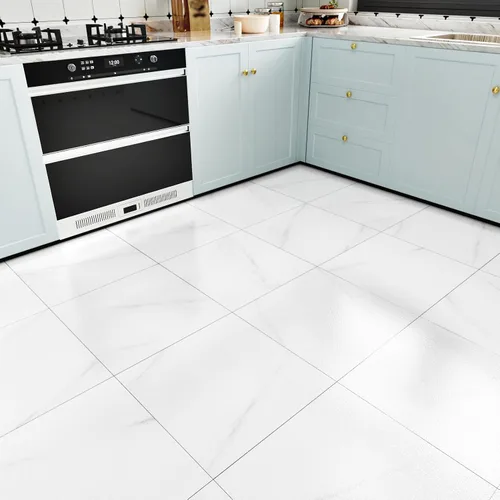 Vista 9 de WESTICK Azulejos de suelo de mármol blanco para despegar y pegar, azulejos de vinilo autoadhesivos para cocina, dormitorio, sótano, escaleras