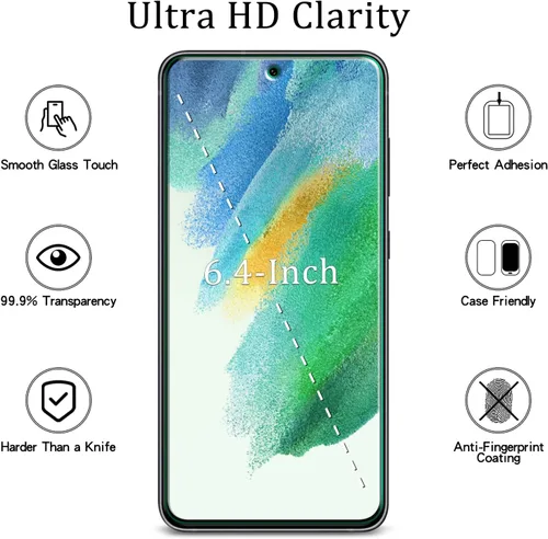 Vista 2 de MAYtobe Paquete de 2 protectores de pantalla para Samsung Galaxy S21 FE 5G vidrio templado Transparente