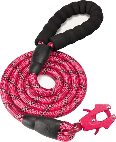 Vista 10 de GEIT Correa para perro de 2/4/5/6 pies, correas de cuerda resistentes, correa de nailon reflectante para mascotas con clip táctico de rana