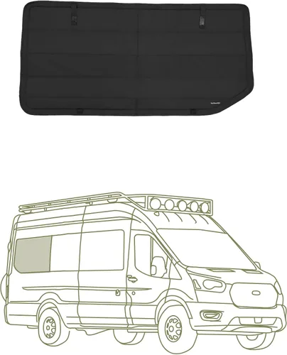 Vista 40 de Cubierta opaca aislante para ventana diseñada para Ford Transit alto/medio, borde de plástico completo de 130 pulgadas de longitud, ventana trasera