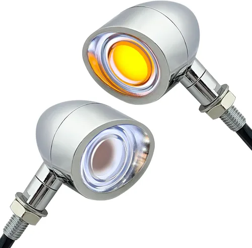 Vista 7 de FATECIM 2 luces traseras LED para motocicleta, intermitentes, luces de freno con visera, luces traseras de motocicleta, intermitentes traseros