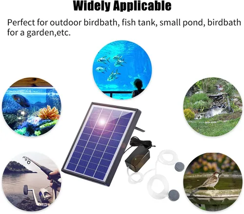 Vista 5 de Andoer Oxigenador de estanque alimentado por energía solar, bomba de oxígeno solar, bomba de aire de oxígeno para acuario, aireador de pesca