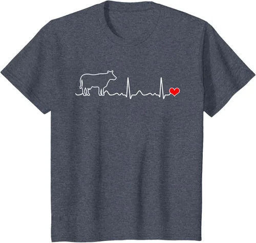 Vista 64 de Camiseta de paciente con corazón I Love My Cow Valve EKG Heartbeat Heart Pacient, Negro, S