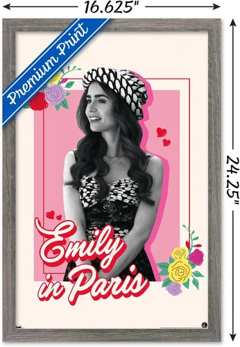 Vista 3 de Trends International Emily In Paris - Póster de pared de flores, 14.72 x 22.37 pulgadas, versión enmarcada de madera de granero