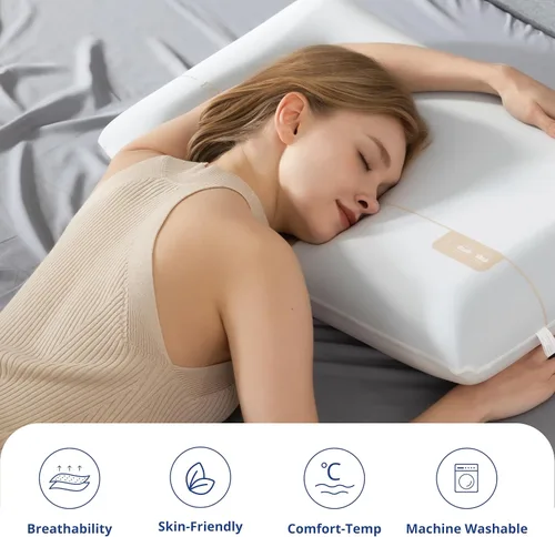 Vista 7 de EGOHOME Almohada refrescante de espuma viscoelástica para aliviar el dolor de cuello, almohada cervical para lado, espalda, dormir boca abajo