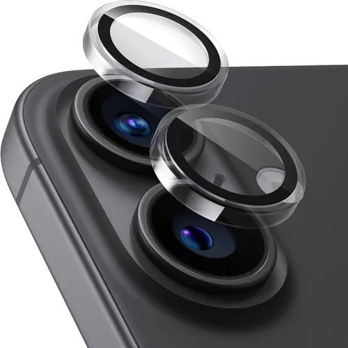 Vista 25 de UARMOR - Protector de lente de cámara compatible con iPhone 17, 16 y 16 Plus: vidrio templado 9H y cubierta de aluminio, transparente HD, kit