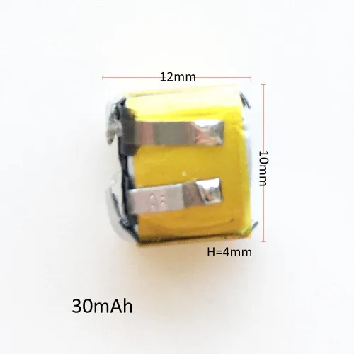 Vista 3 de 2PC pequeño 3.7 V 401012 30 mAh LiPo Li polímero batería recargable para auriculares inalámbricos
