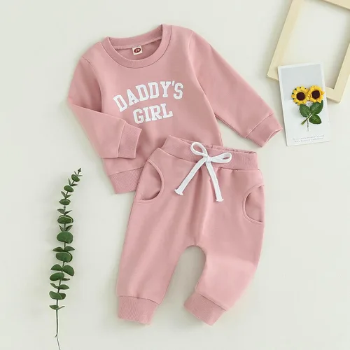 Vista 3 de Conjunto de sudadera con letras de leopardo para recién nacido, ropa de otoño e invierno