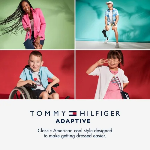 Vista 4 de Tommy Hilfiger Pantalones cortos de mezclilla para niñas con cierre de velcro