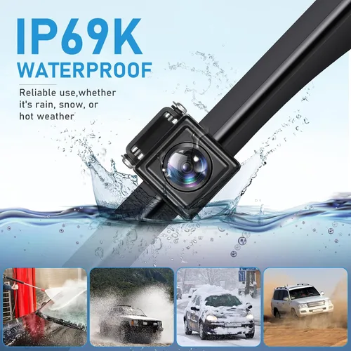 Vista 2 de GLK Cámara de respaldo: cámara de respaldo de matrícula HD para camioneta de 12-24 V, SUV, con visión nocturna, gran angular IP69K impermeable
