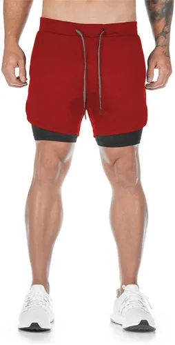 Vista 3 de Surenow - Pantalones cortos de correr para hombre, pantalones cortos 2 en 1 para entrenamiento, de 7 pulgadas, para yoga, deportes al aire libre