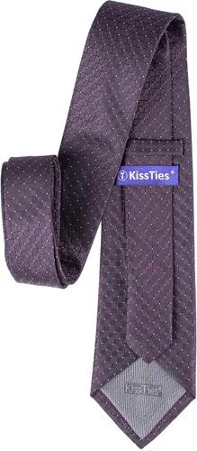 Vista 25 de KissTies Mens Checkered Tie Set Solid Color Festive Necktie + Pocket Square