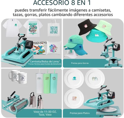 Vista 2 de SmarketBuy Prensa de calor de 15 x 15 pulgadas, máquina de prensa de calor 8 en 1 con accesorio de vaso de 30 onzas, máquina de sublimación