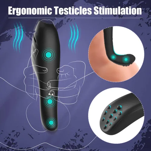 Vista 2 de Masturbador masculino ajustable, juguetes sexuales para adultos con 9 vibraciones, estimulador vibrador para el placer de la masturbación