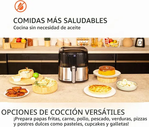 Vista 8 de Mondial Air Fryer Digital 5.3 litros (5.3QT) - Freidora eléctrica con pantalla y acabado de acero inoxidable - 1800W - Negro