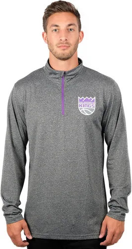 Vista 13 de Ultra Game Camiseta oficial de la NBA de manga larga con cremallera corta para hombre Gris Caliente Carbón