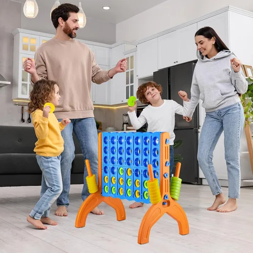 Vista 6 de Ayeboovi - Juego gigante de 4 en fila, juego de patio Jumbo de 4 a puntuación para niños y adultos, juego de conexión familiar para fiestas