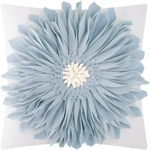 Vista 18 de OiseauVoler Fundas de almohada hechas a mano de 18 x 18 pulgadas, fundas de cojín de girasol 3D azules, fundas de almohada decorativas para sofá