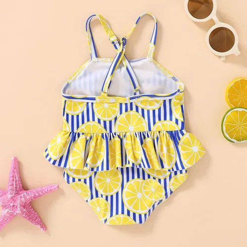 Vista 3 de Bebé Niña Sandía Traje De Baño Dinosaurio Limón Sin Espalda Traje De Baño Infantil Halter
