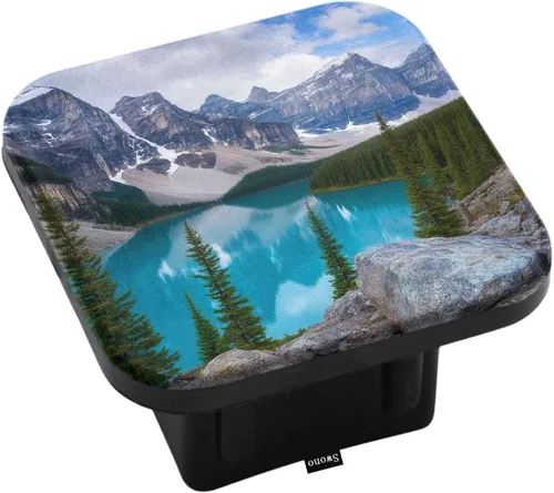 Vista 12 de Swono Adventure Awaits - Cubiertas de enganche de 2 pulgadas con cita de inspiración de aventura y montañas, tapón de enganche de tubo receptor