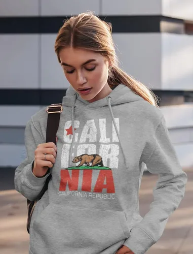 Vista 5 de Sudaderas con capucha de bandera retro de California Bear Republic para mujer