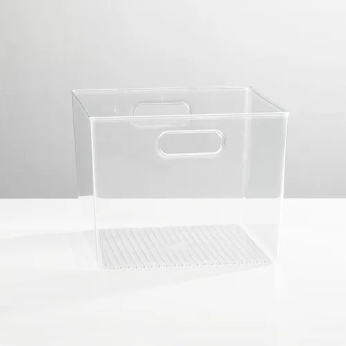 Vista 8 de mDesign - Caja organizadora de almacenamiento de plástico moderna pequeña con asas para organización de armario en el hogar - Organización