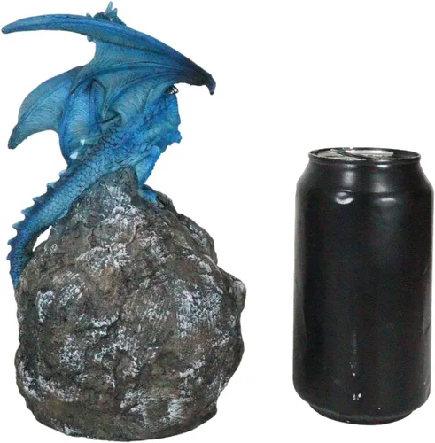 Vista 8 de Ebros Gift Fantasía Meteorito iridiscente Dragón Azul Guardando Cuarzo Púrpura Geoda Imitación Caverna Rock Figurita Colección Mediana Calabozos
