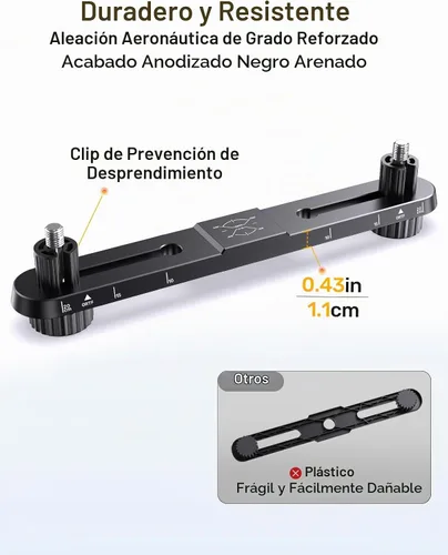 Vista 7 de Barra de micrófono estéreo, barra de montaje de micrófono doble ajustable, soporte de micrófono doble universal para soporte, barra de micrófono