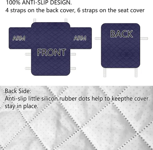 Vista 6 de HDCAXKJ Funda para sofá reclinable, 6 piezas, antideslizante, para sofás reclinables, 3 asientos, repelente al agua, para sofá de 3 plazas