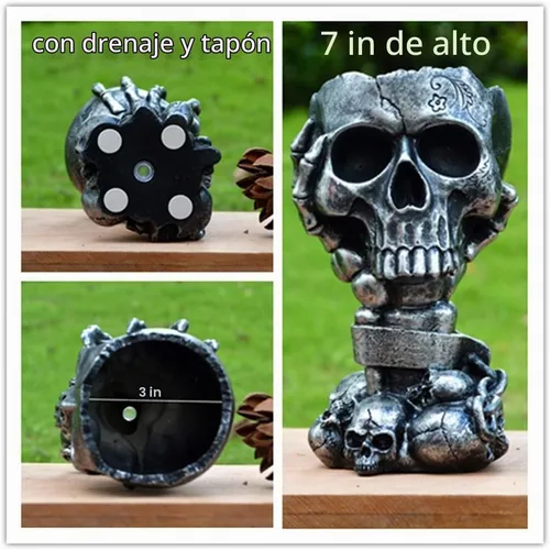 Vista 4 de Maceta LovTocTic de Cráneo, Macetas Góticas para Decoraciones de Halloween Plantas de Interior/Exterior, Macetas de Flores Góticas, Macetas de Alto