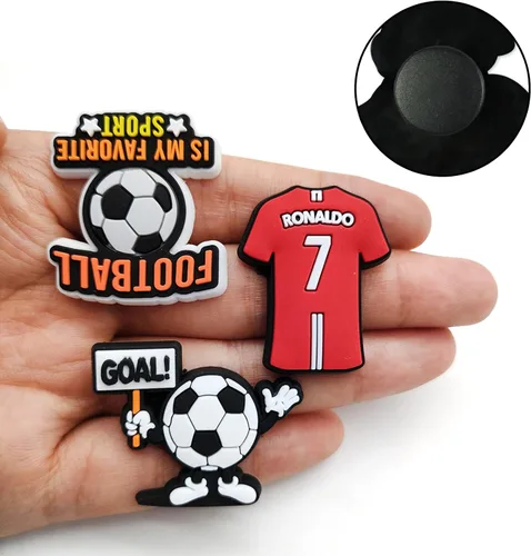 Vista 4 de 18 dijes para zapatos de fútbol, decoración para zapatos de fútbol, no repetida, pelota deportiva, portería de fútbol, accesorios para niños, niñas