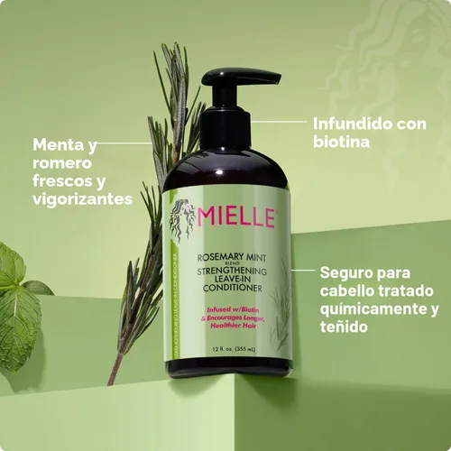 Vista 6 de Mielle Organics - Champú y acondicionador sin enjuague fortalecedor de romero y menta, infundido con biotina, limpia y ayuda a fortalecer el cabello