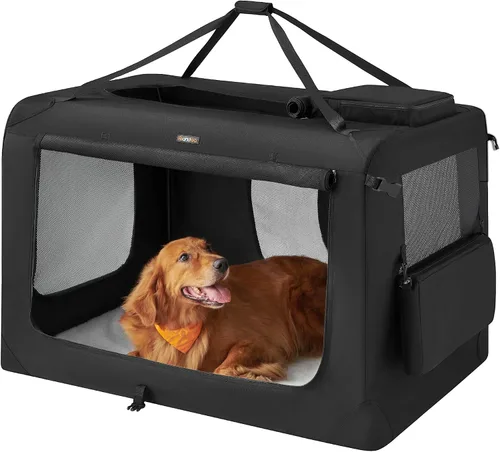 Vista 20 de Feandrea Collapsible Soft Dog Crate, Portable Travel Carrier, 24 Inches Negro
