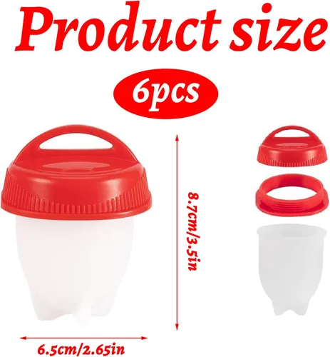 Vista 2 de 6 piezas de cocina de huevos, tazas de silicona para escalfar, huevos duros, huevos duros, huevos duros, huevos duros, huevos duros, huevos duros