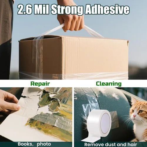 Vista 5 de Lichamp Cinta de embalaje transparente, 12 rollos de repuesto de cinta de embalaje resistente para cajas móviles, suministros de envío por correo