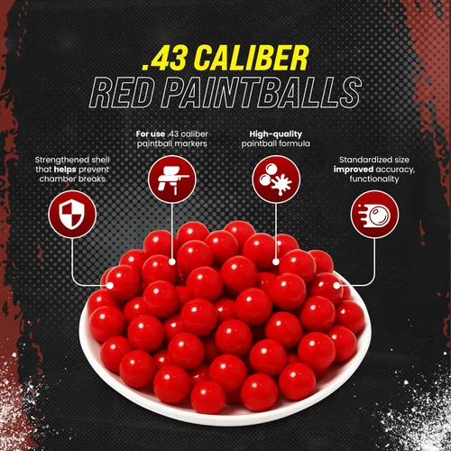 Vista 3 de 3Skull . Bolas de pintura de calibre 43 para pistolas de paintball Umarex T4E relleno rojo sangre - munición .43 Cal