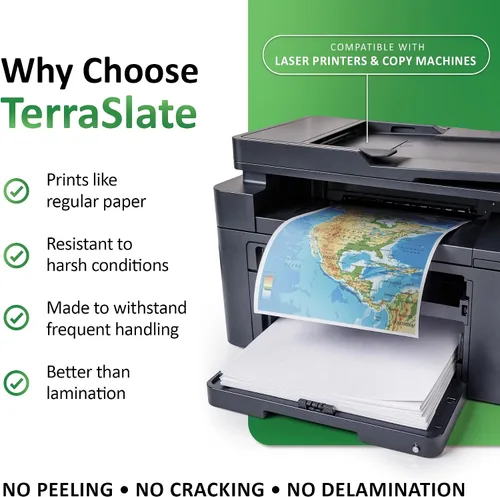 Vista 4 de TerraSlate Premium - Papel impermeable para lluvia, clima, 10 mil, 8.5 x 11 pulgadas, blanco, papel de impresora duradero (25 hojas)