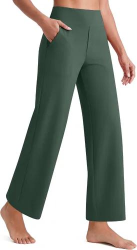 Vista 13 de G4Free EverGoing - Pantalones tobilleros de pierna ancha para mujeres Negro