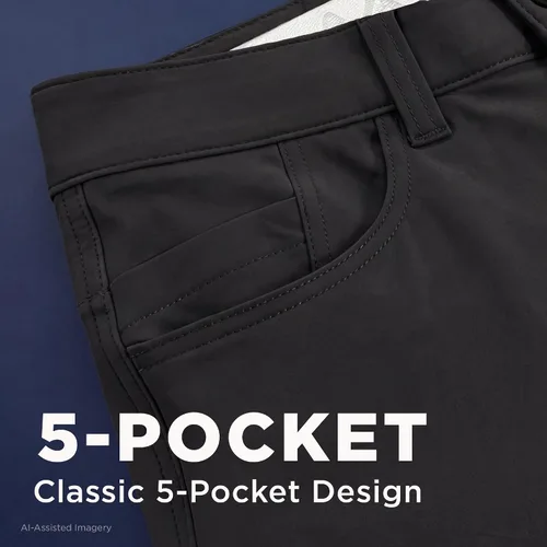 Vista 6 de Haggar - Pantalón deportivo de viaje para hombre, ajuste recto, 5 bolsillos, elástico, casual, con tecnología Performance