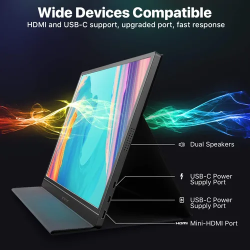 Vista 6 de KYY Monitor Portátil 15.6' FHD 1080P Monitor Portátil para Laptop USB C HDMI Monitor