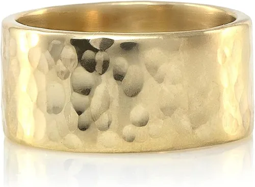 Vista 4 de Anillo martillado de oro personalizable para mujer, banda texturizada para moda, boda y compromiso, joyería apilable hecha a mano