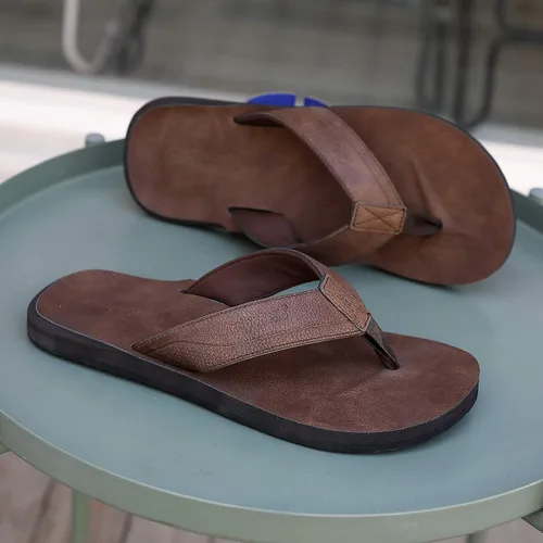 Vista 6 de AX BOXING Sandalias de cuero para hombre, sandalias casuales y cómodas