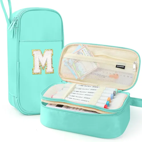 Vista 59 de Estuche Grande para Lápices, Bolsa de Lápices de Gran Capacidad, Bolsa de Lápices Personalizada con Inicial con Cremallera Suave, Múltiples