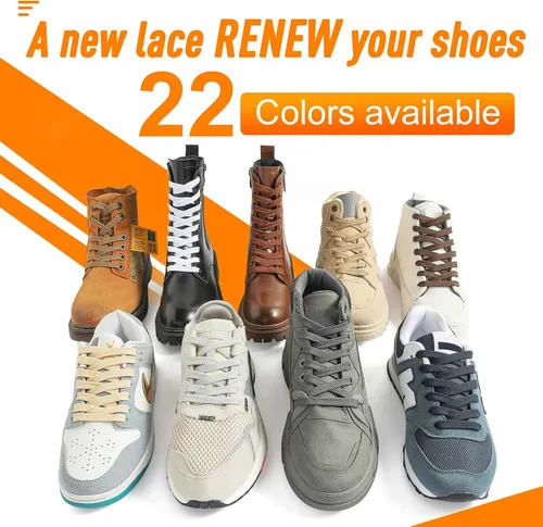 Vista 4 de VSUDO Cordones planos de doble capa para zapatillas de deporte, cordones planos gruesos de los zapatos de las zapatillas