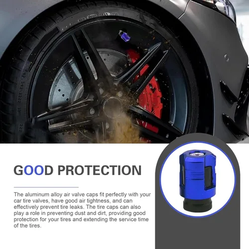 Vista 6 de 4 tapas de vástago de válvula de neumático de automóvil, tapas de válvula de neumáticos de automóvil de forma única, cubierta de vástago de válvulas
